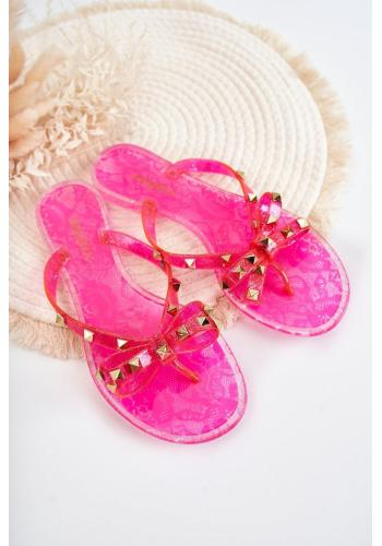 Női, rózsaszín gumi papucs, masnival