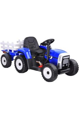 Kék gyerek traktor, pótkocsival