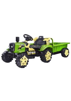 Zöld gyerek traktor, pótkocsival