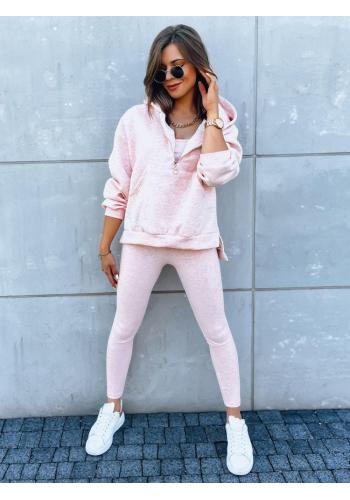 Háromrészes szett pulóver, felső és nadrágból, rózsaszín színben