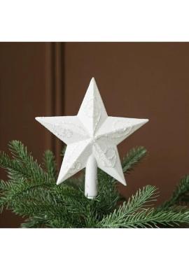 Fehér csillag a karácsonyfa tetejére