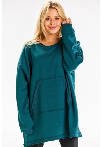 Zöld színű, oversize női pulóver