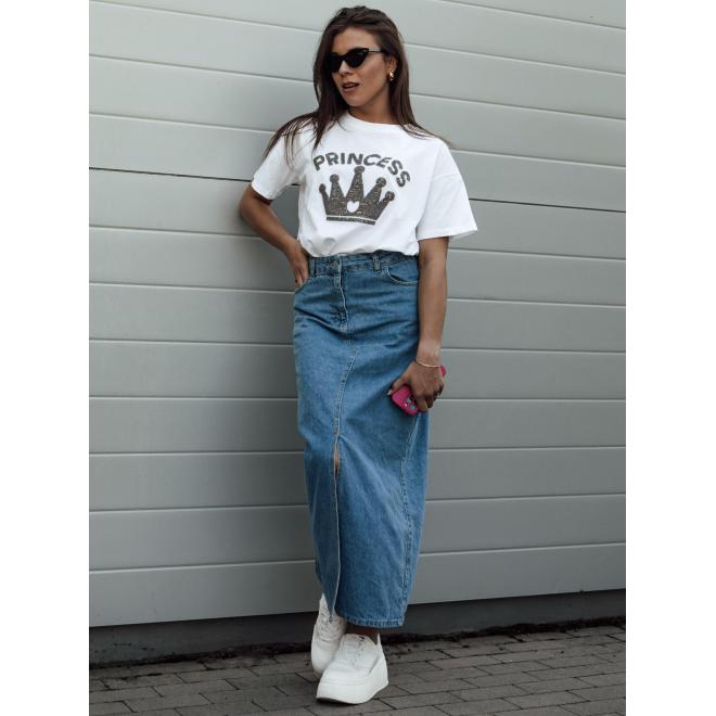 Kék farmer maxi szoknya hasítékkal