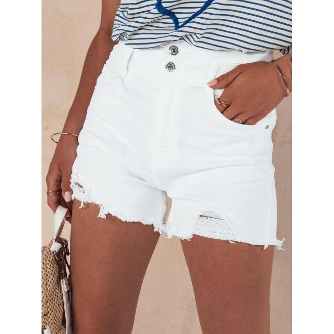Női farmer rövidnadrág fehér színben