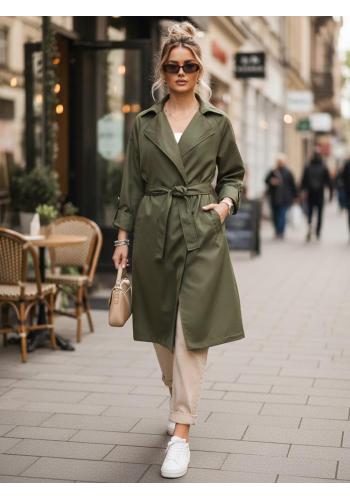 Női hosszú, zöld ballonkabát TY5674