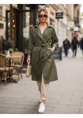 Női hosszú, zöld ballonkabát TY5674